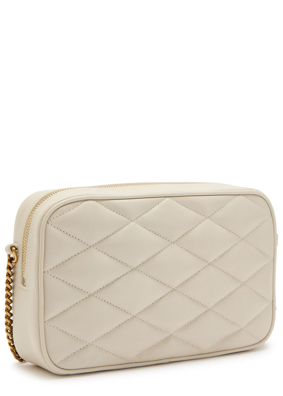 Saint Laurent Small Quilted Leather Camera Bag In Neutral