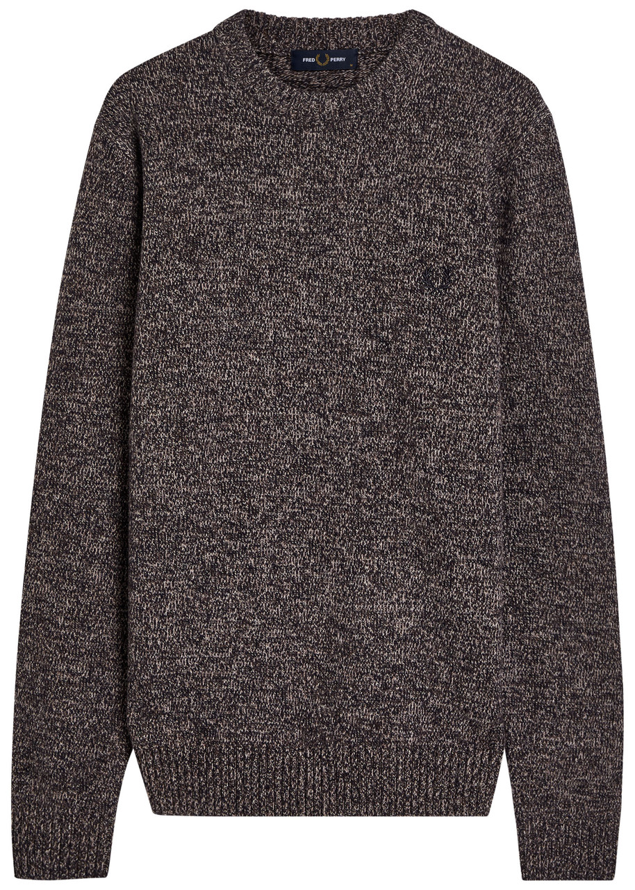 Fred Perry Logo-embroidered Wool-blend Jumper - Navy - Xxl