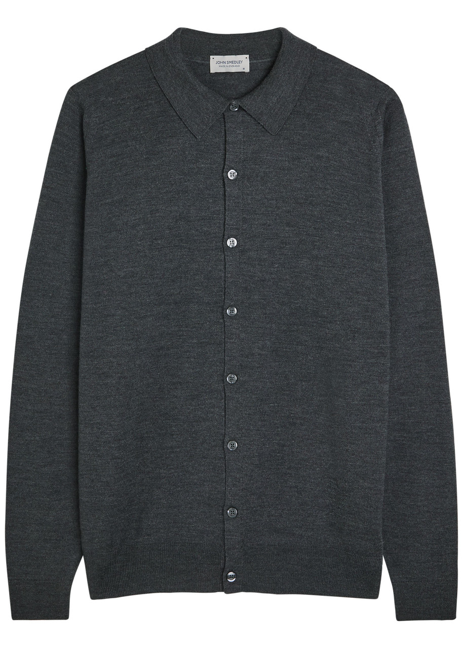 John Smedley Tibor Merino Wool Overshirt In Gray