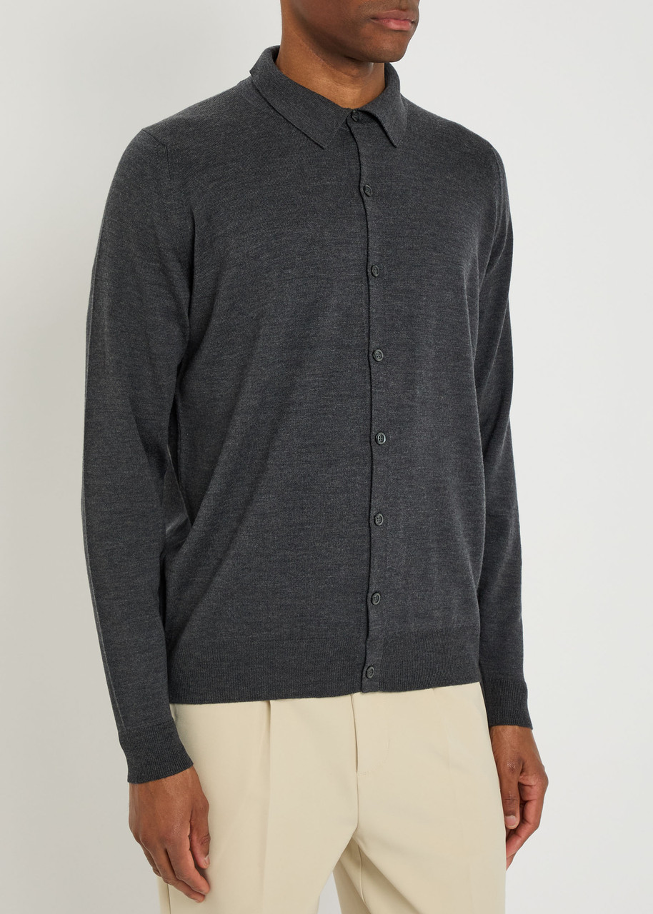 John Smedley Tibor Merino Wool Overshirt In Gray