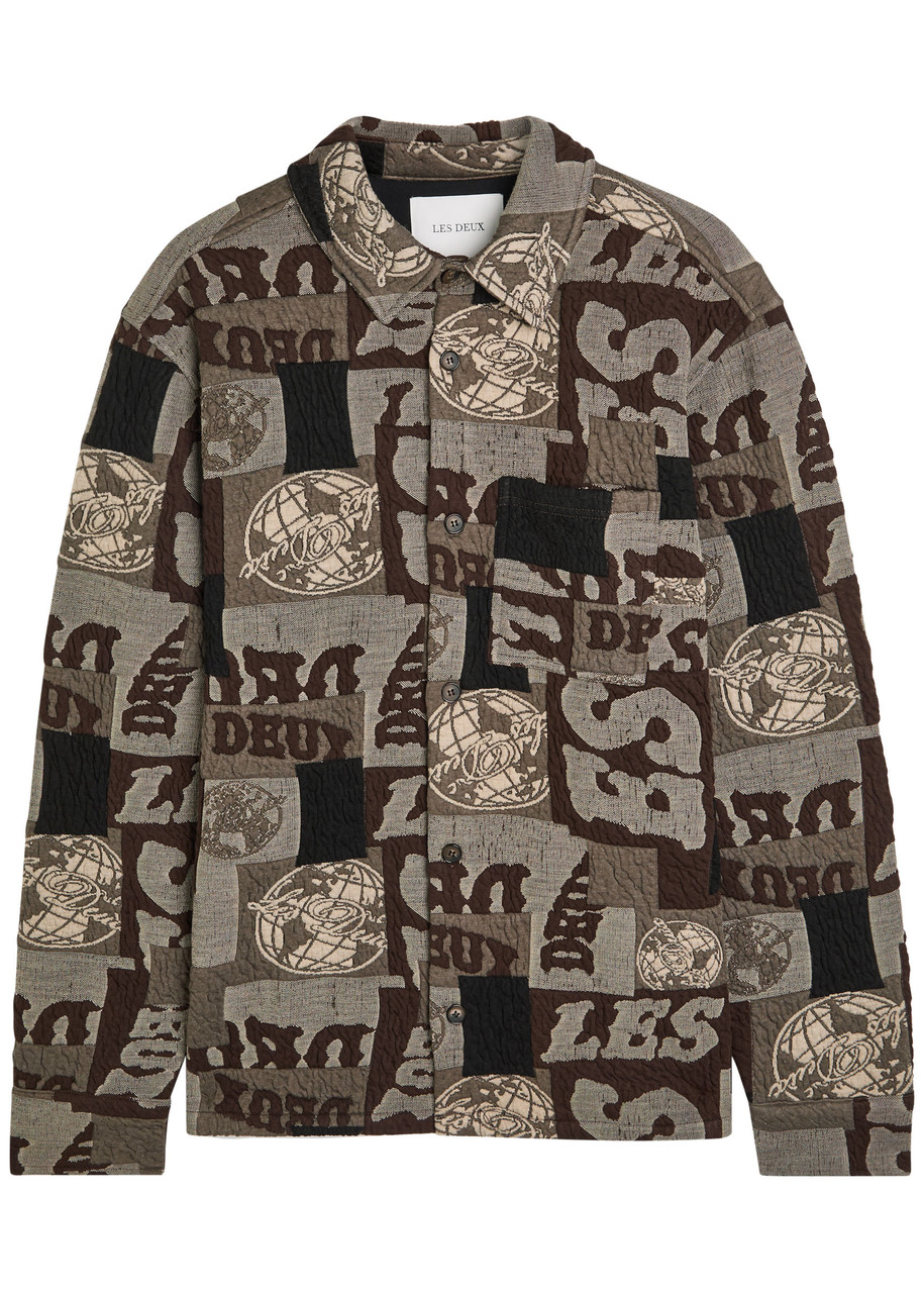 Les Deux Kaleb Patchwork-jacquard Woven Overshirt - Black - L