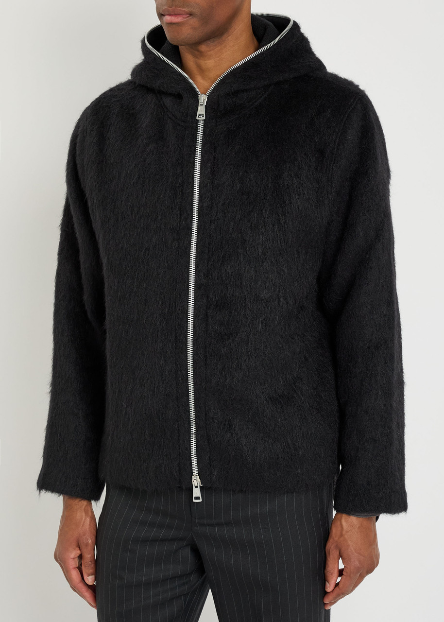 Our Legacy Zip-through Brushed Wool-blend Jumper In Black