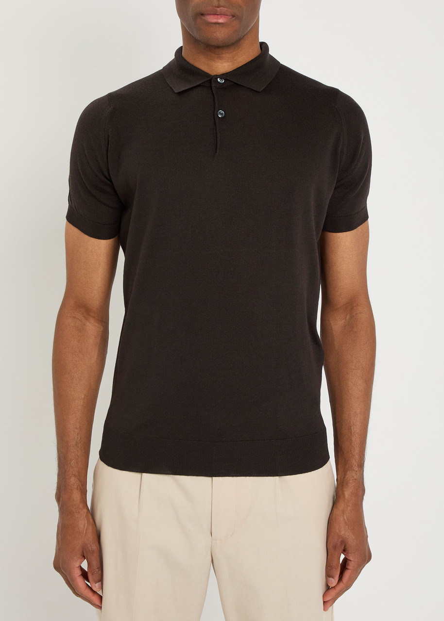 John Smedley Payton Slim-fit Merino Wool Polo Shirt In Brown