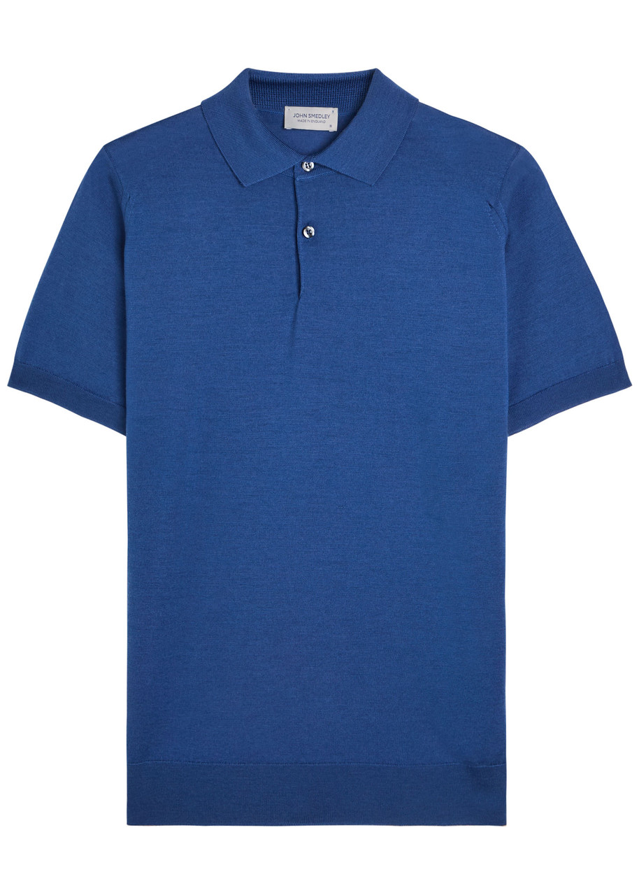 John Smedley Payton Merino Wool Polo Shirt In Blue