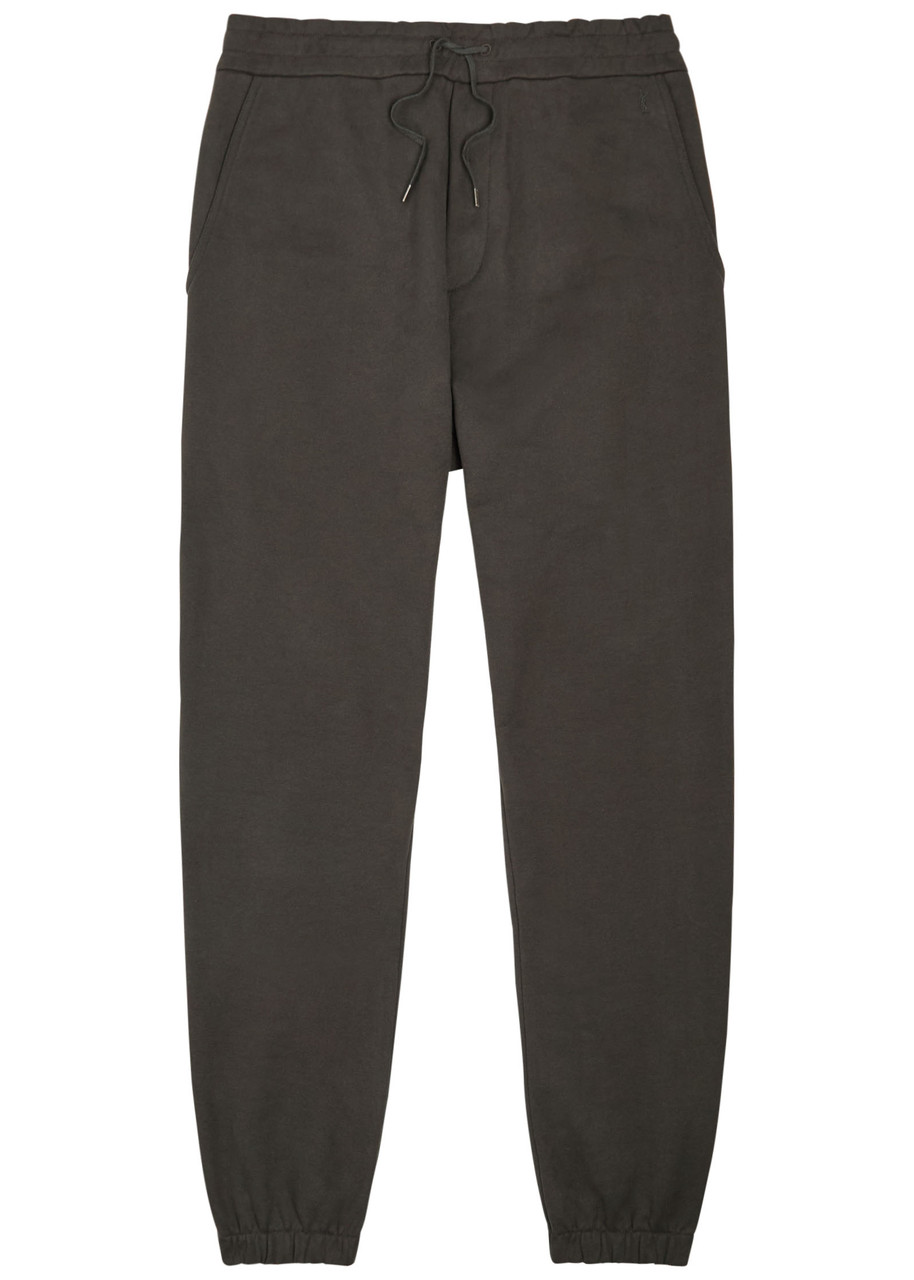 Saint Laurent Logo-embroidered Cotton Sweatpants In Black