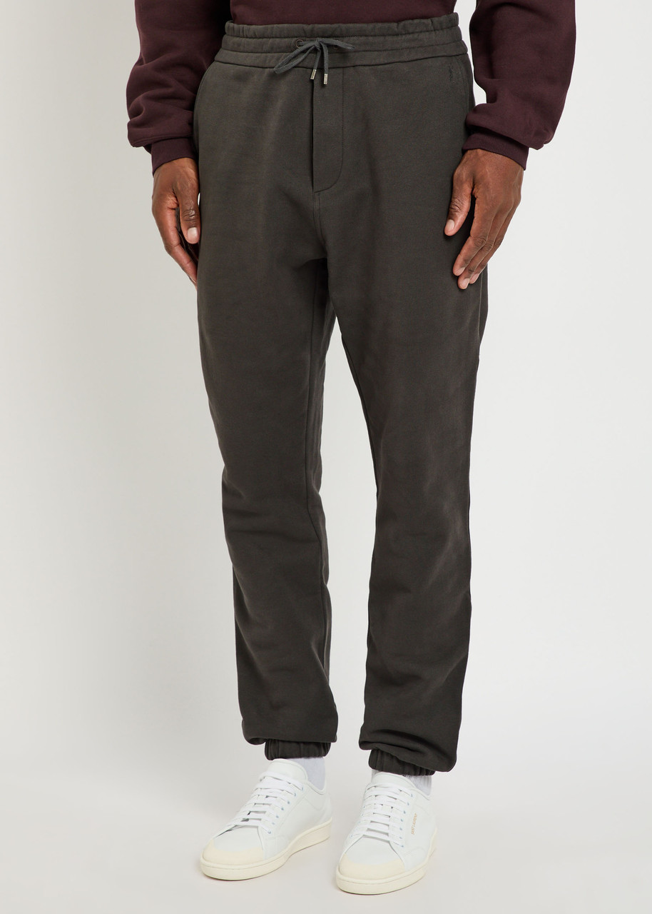 Saint Laurent Logo-embroidered Cotton Sweatpants In Black