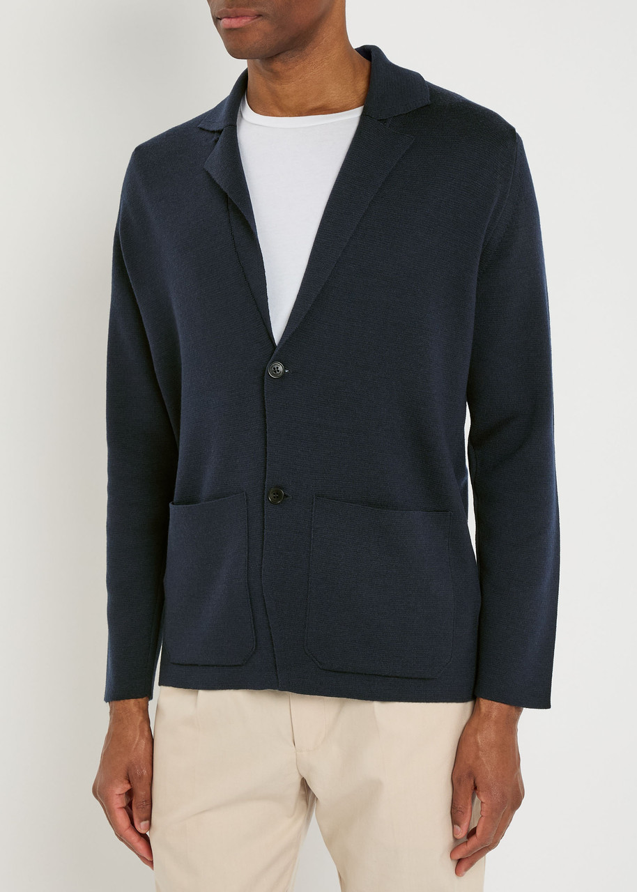 John Smedley Autry Merino Wool Cardigan In Blue