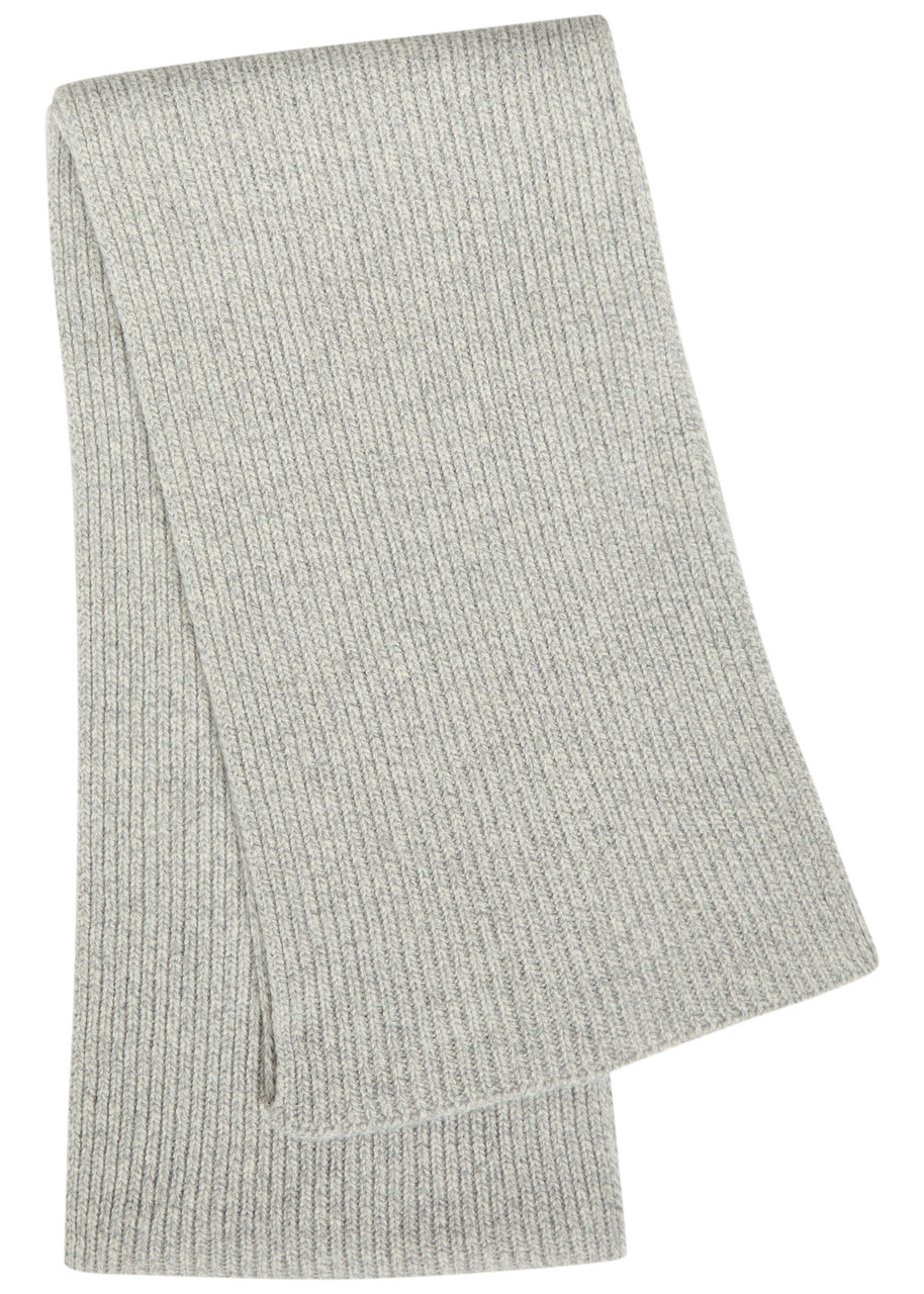 John Smedley Stark Melange Cashmere And Wool-blend Scarf In Gray