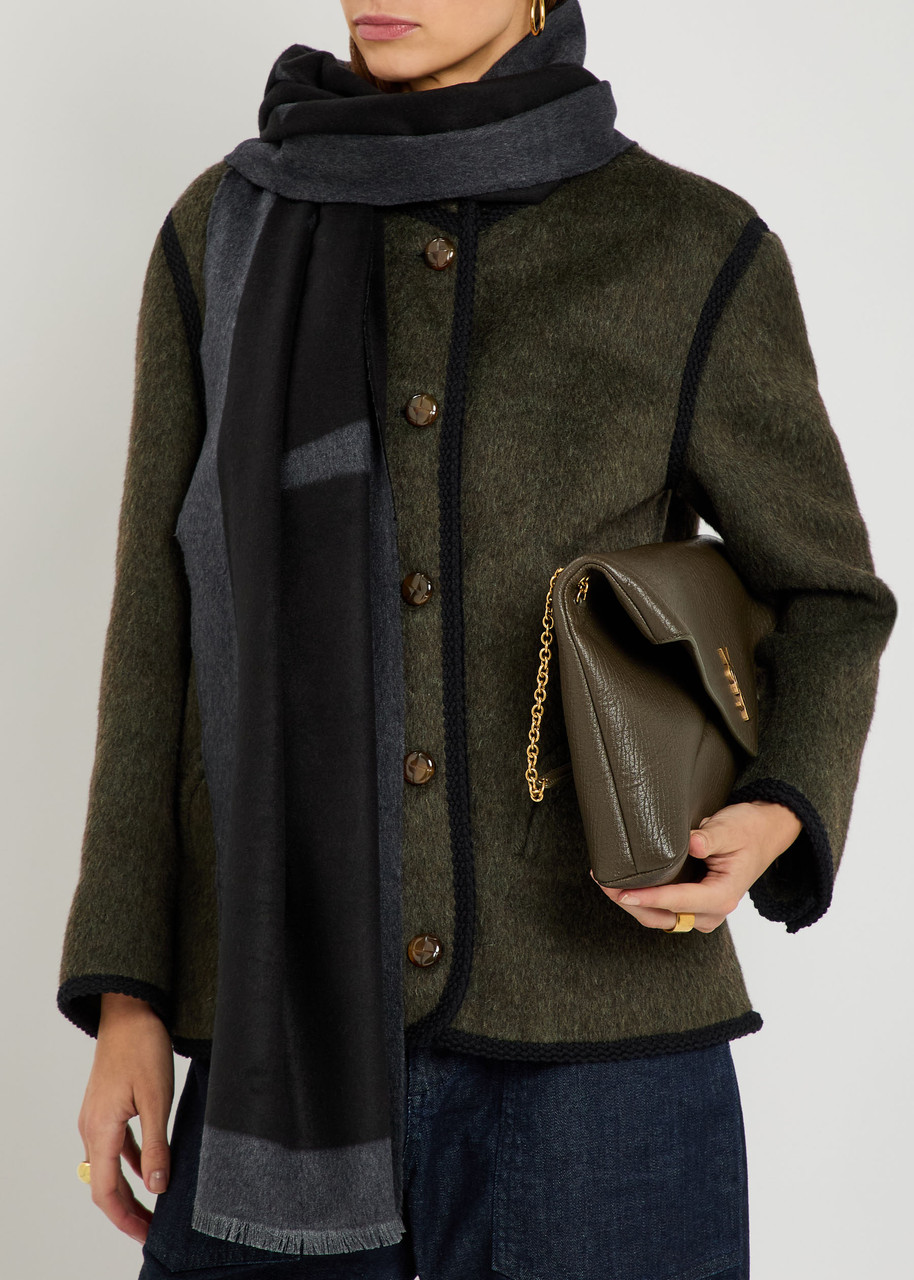 Saint Laurent Cassandra Logo Silk Scarf In Black