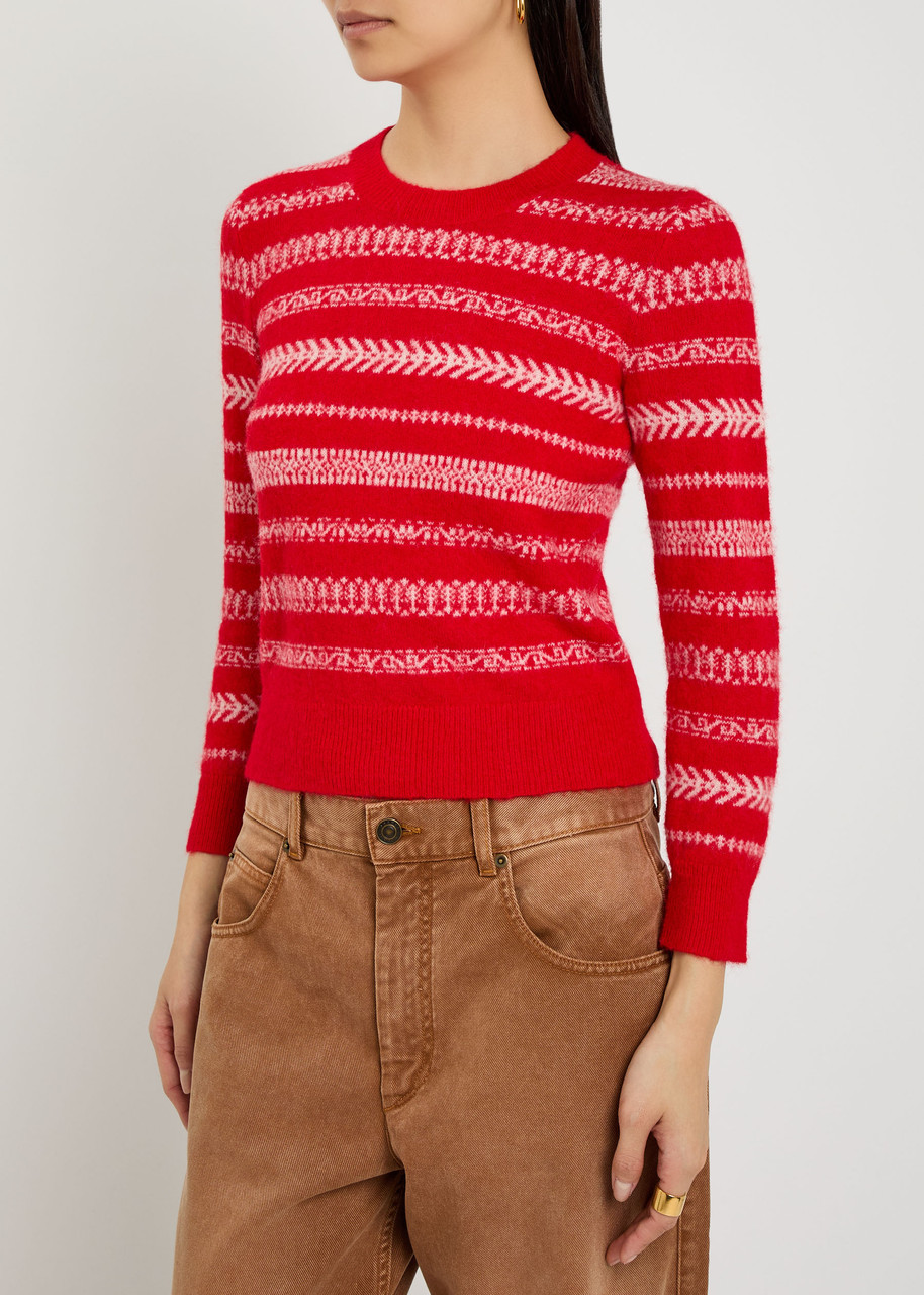 Isabel Marant Étoile Amity Fair Isle Brushed Alpaca-blend Jumper In Red
