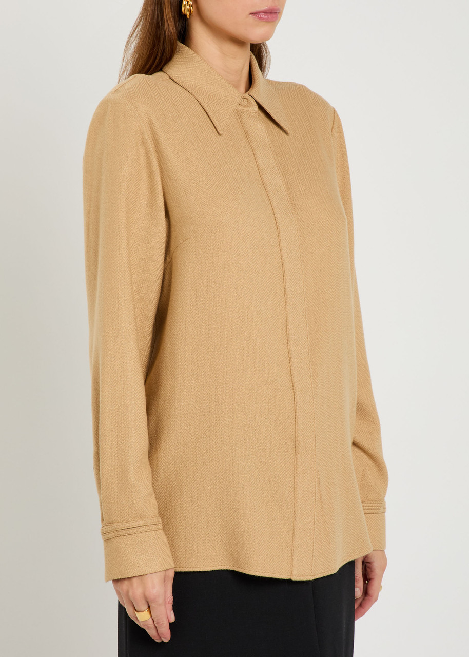 Gabriela Hearst Cruz Cashmere And Silk-blend Shirt In Brown