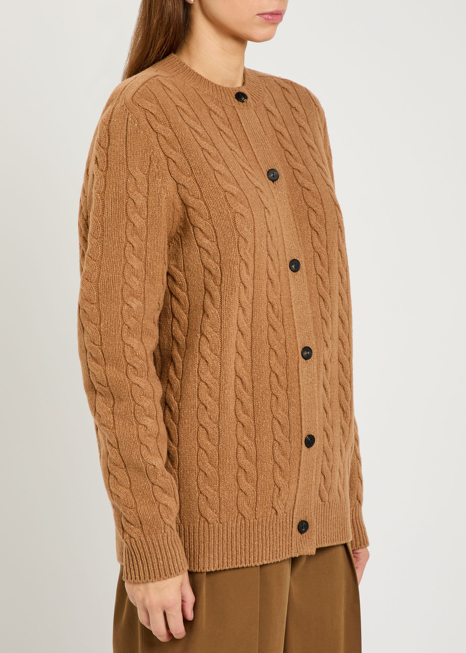 The Row Loneke Cable Knit Crewneck Cardigan In Multi