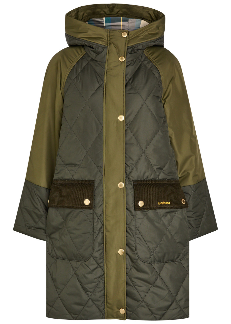 Barbour Elspeth Hooded Quilted Shell Jacket In Green