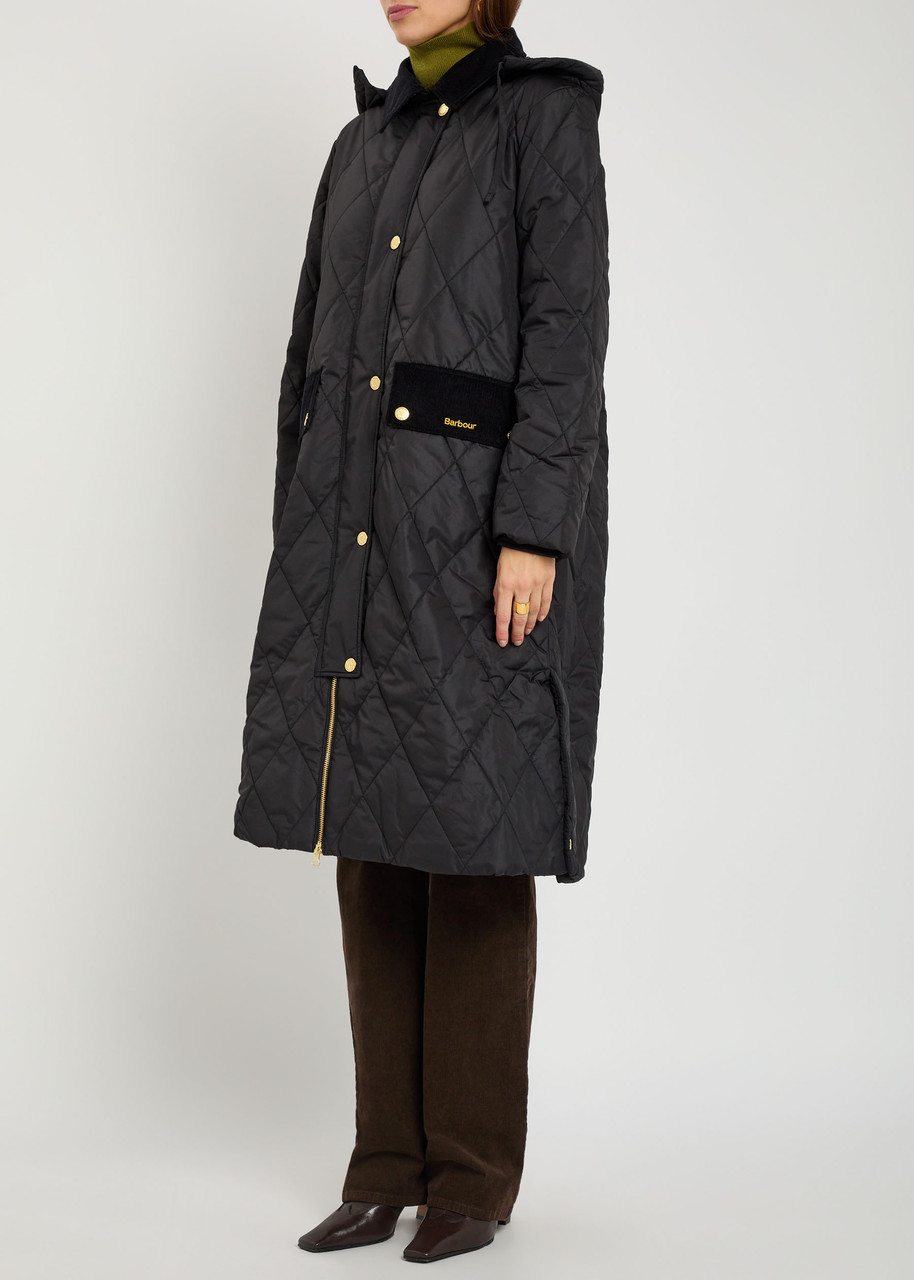  Barbour Meredith Detachable-hood Quilted Shell Jacket - Black - 8 (uk8 / S) 