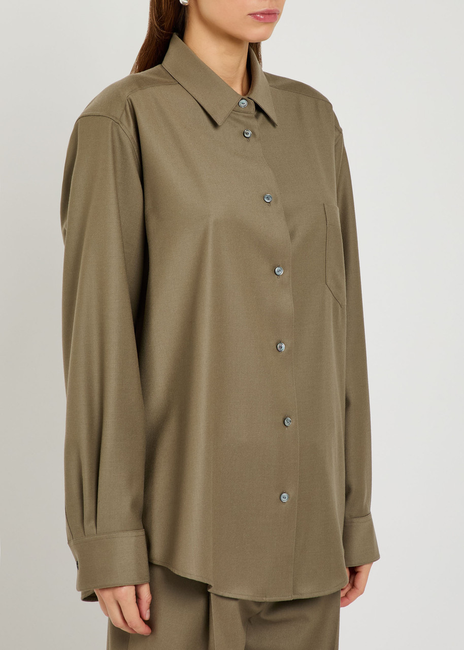 The Row Pino Wool Shirt In Green