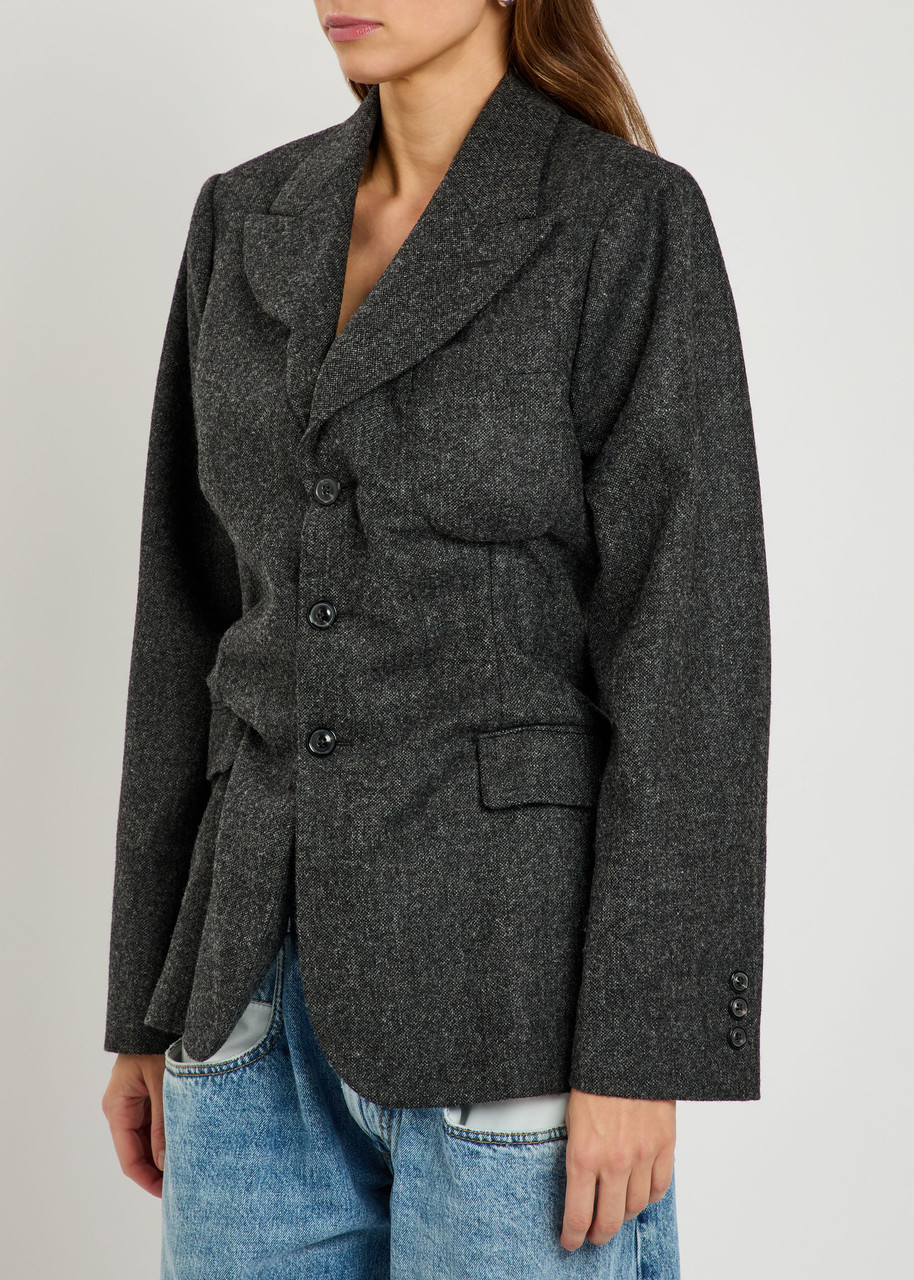 Maison Margiela Shrunken Wool Blazer In Gray