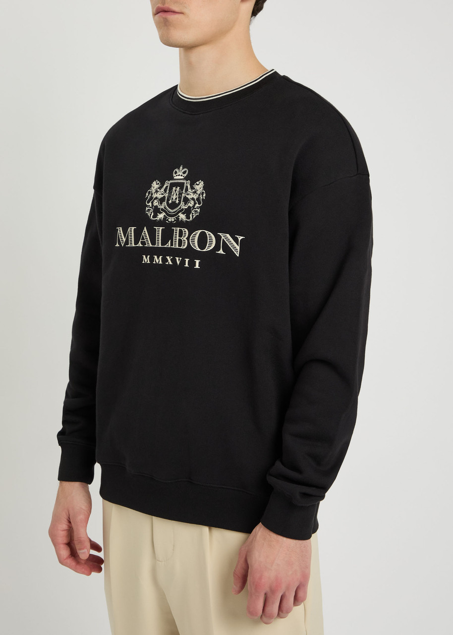 Malbon Monarch Logo-embroidered Cotton Sweatshirt In Black