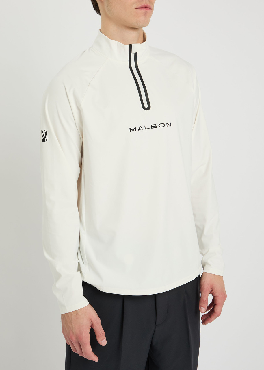 Malbon Performance Logo Stretch-jersey Top In White