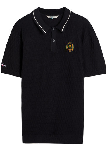 MALBON Crest checked-knit cotton polo shirt | Harvey Nichols