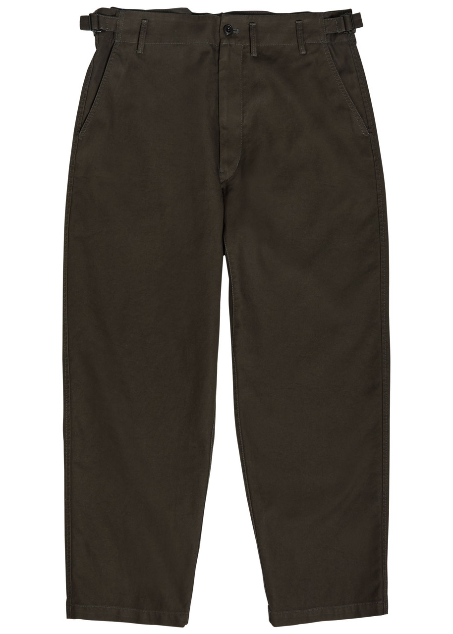 Lemaire Carrot Tapered-leg Twill Trousers In Brown