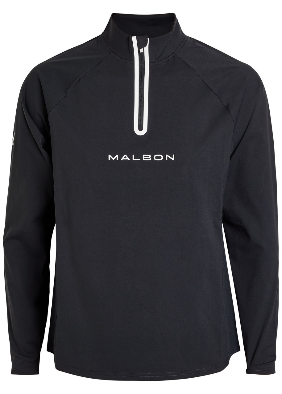 Malbon Performance Logo Stretch-jersey Top In Black