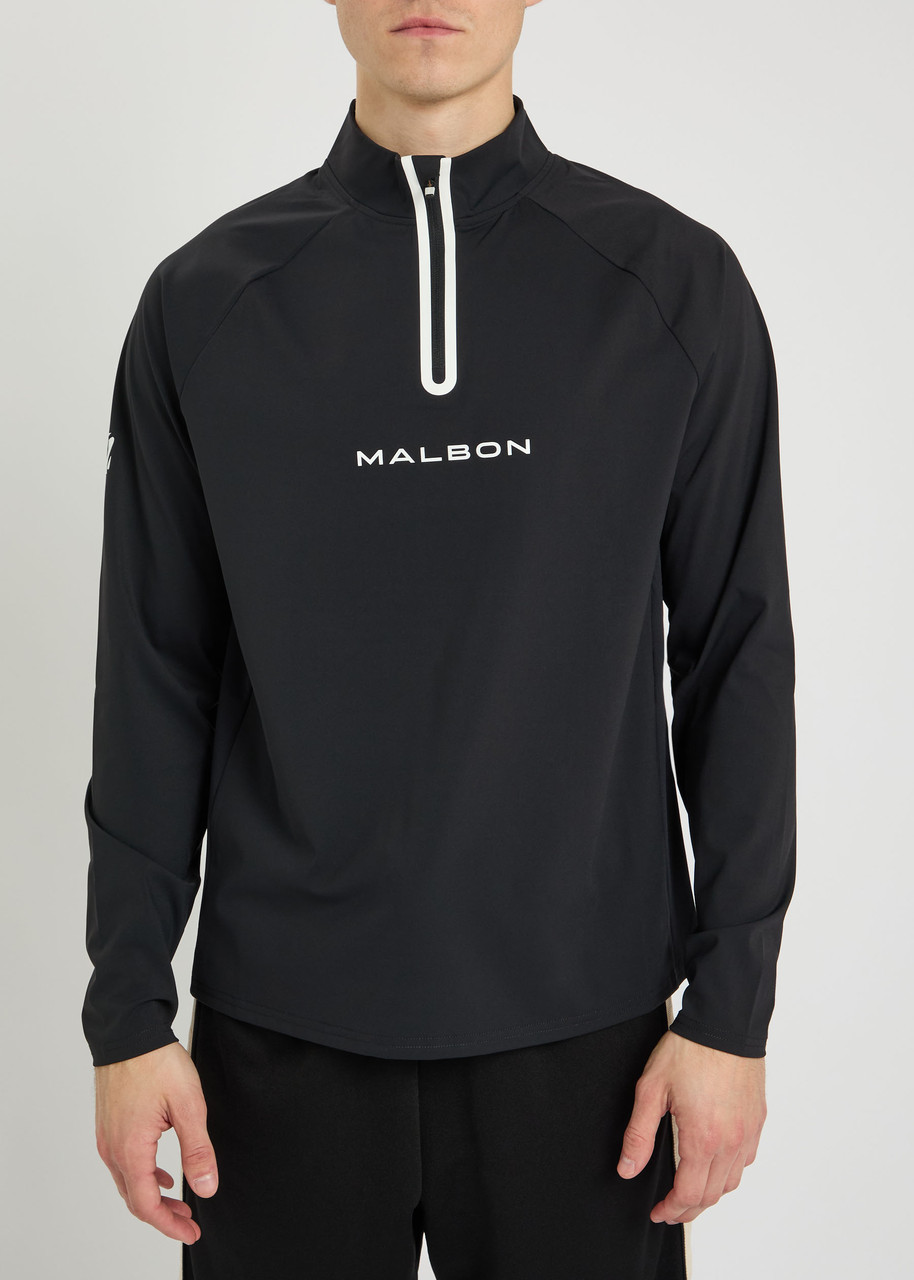 Malbon Performance Logo Stretch-jersey Top In Black