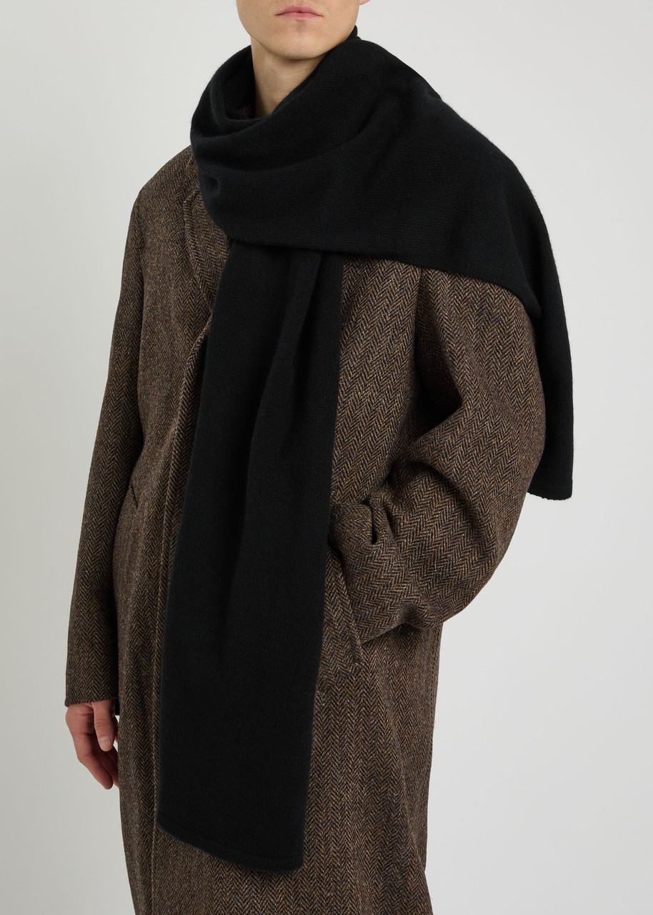 John Smedley Quartz Cashmere And Wool-blend Scarf In Black