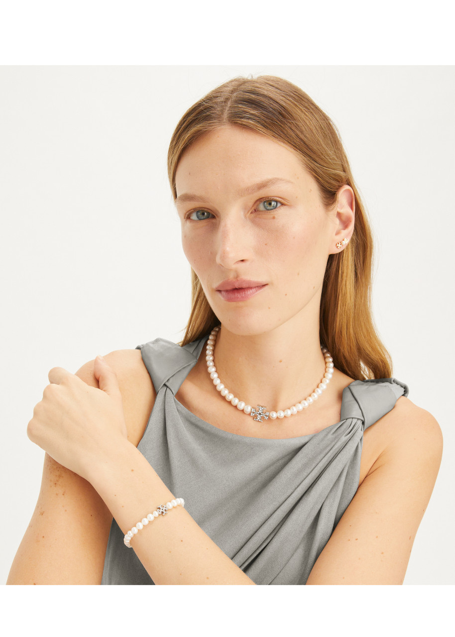 Tory Burch Kira Pearl Bracelet In White