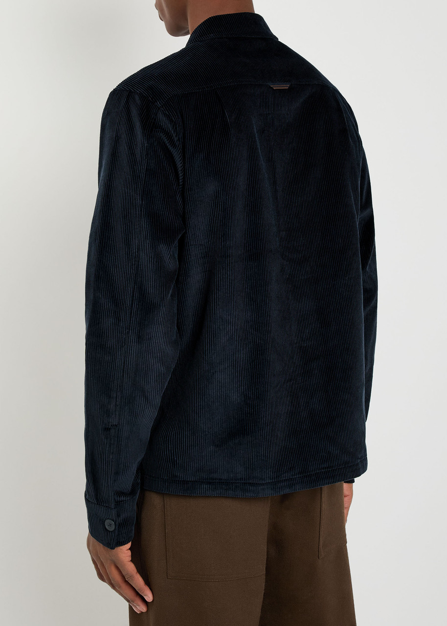  Fred Perry Logo-embroidered Corduroy Overshirt - Navy - Xl 