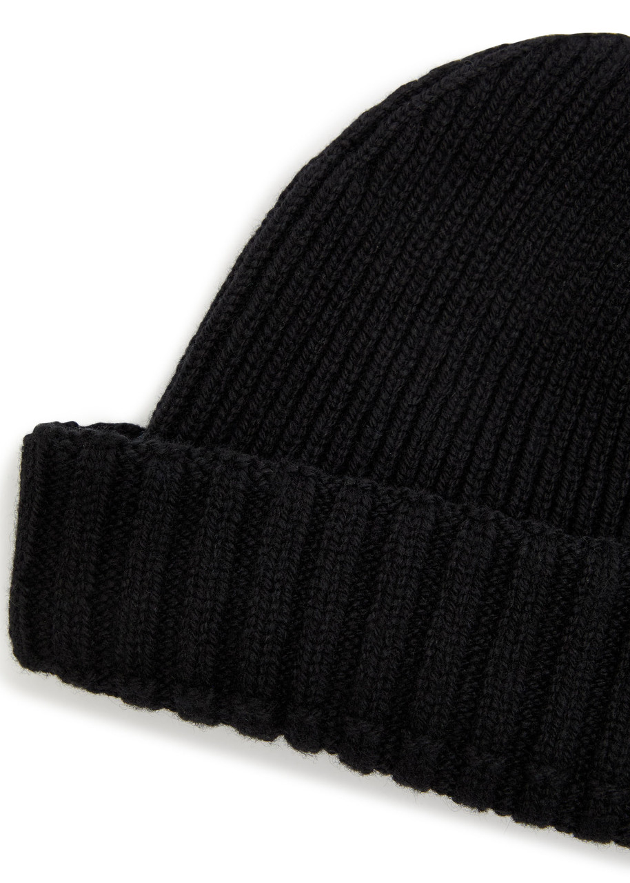 John Smedley Elke Ribbed Cashmere And Wool-blend Beanie In Blue