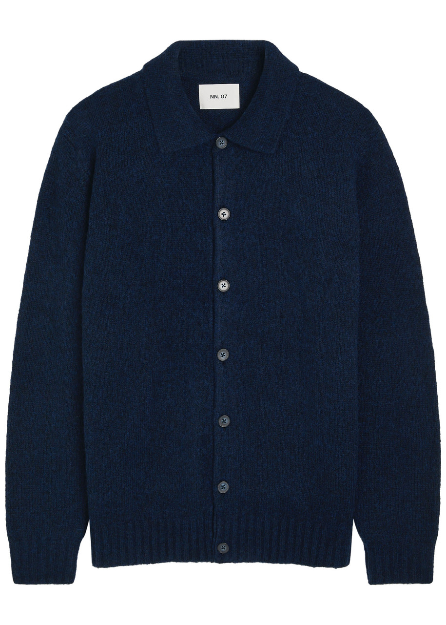 Nn07 Lee 6598 Merino Wool Blend Cardigan In Blue