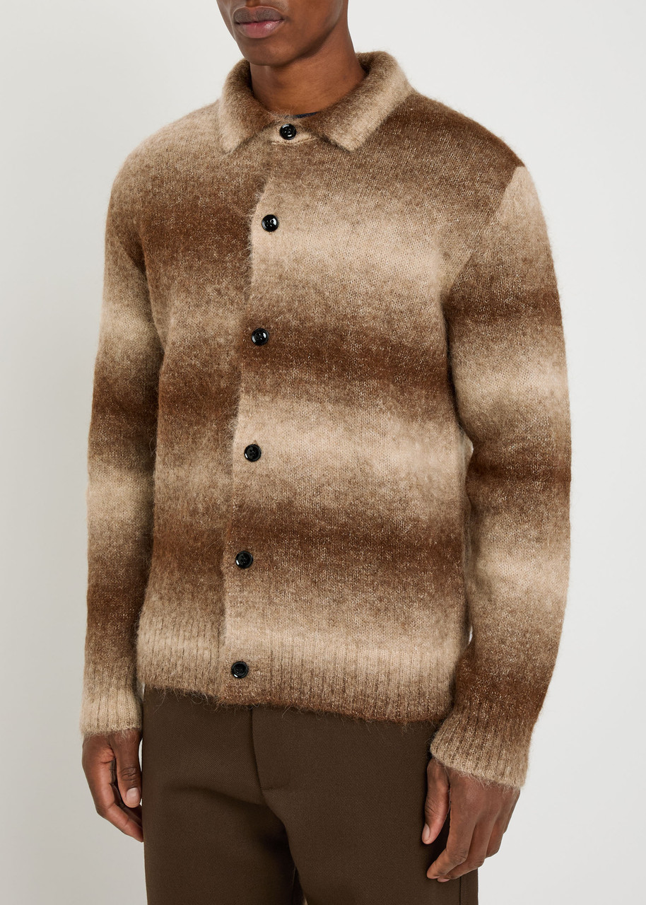  Nn07 Alfie Striped Alpaca-blend Cardigan - Brown - S 