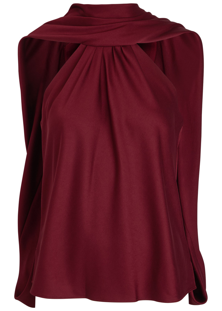 Simkhai Scarlett Cape-effect Satin top - Red - 12 (UK16 / XL)