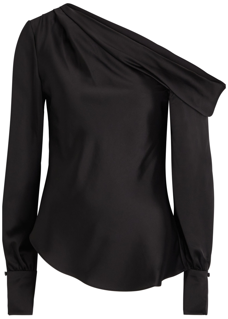 Simkhai Alice Draped Satin top - Black
