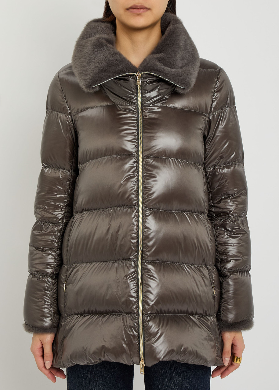 Herno Padded Nylon Coat In Brown
