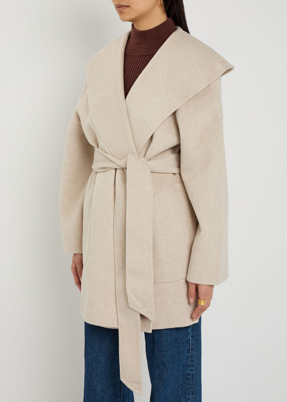Varley Edgemere Belted Wool-blend Coat In Neutral