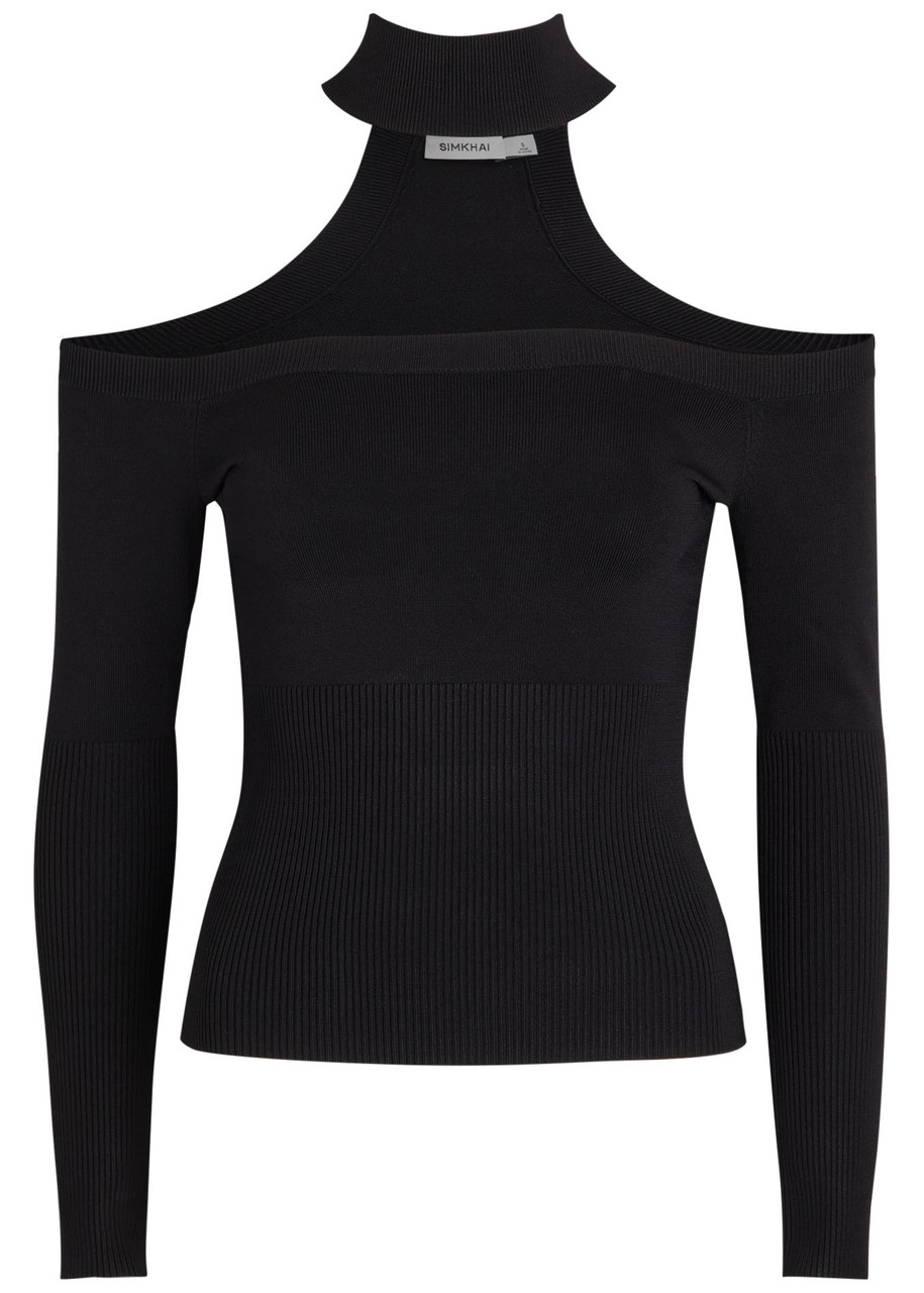 Simkhai Lila Choker-effect Knit Top In Black