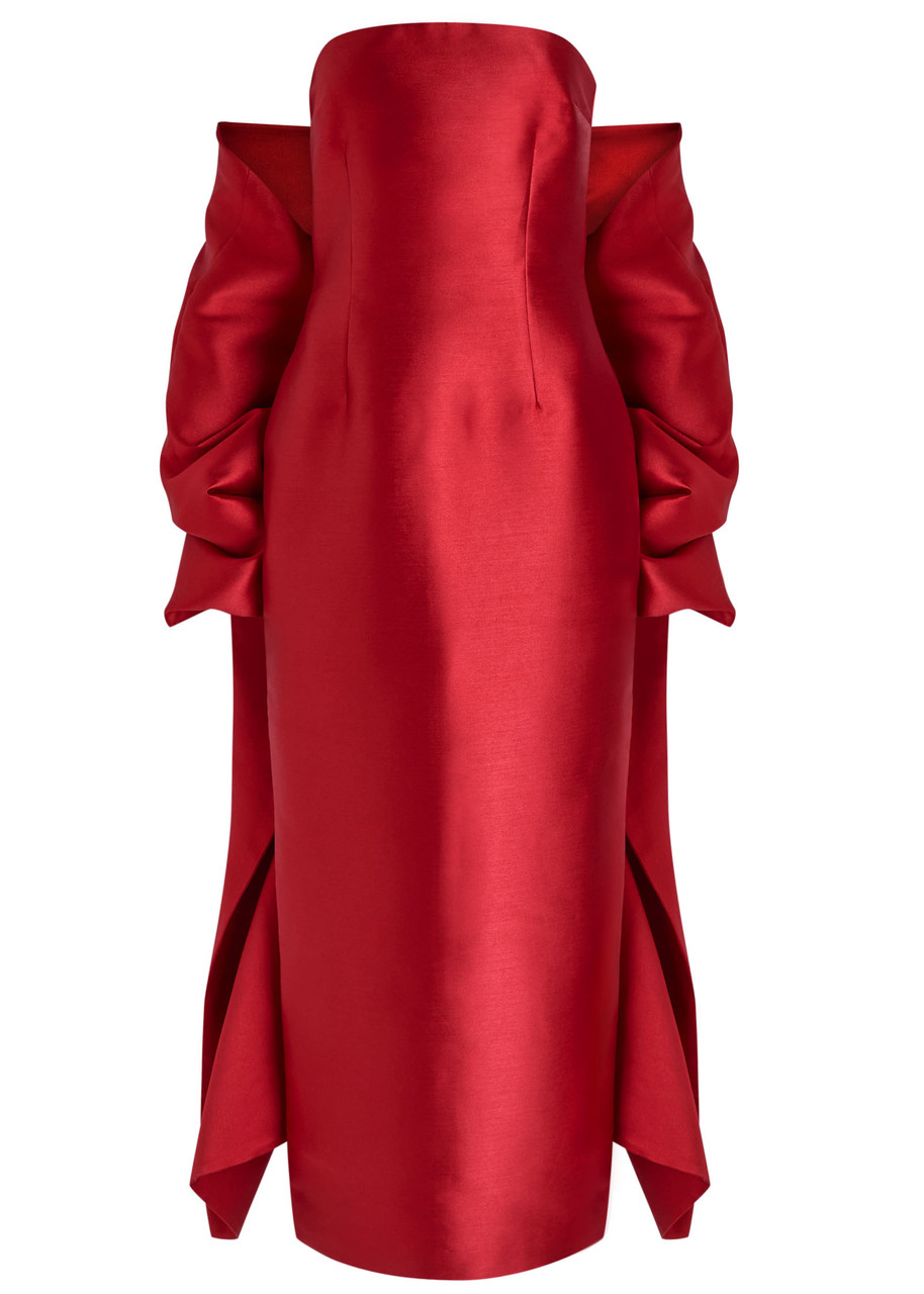 Solace London Renee Strapless Stole Faille Maxi Dress In Red | ModeSens Solace London Renee Strapless Stole Faille Maxi Dress In Red | ModeSens