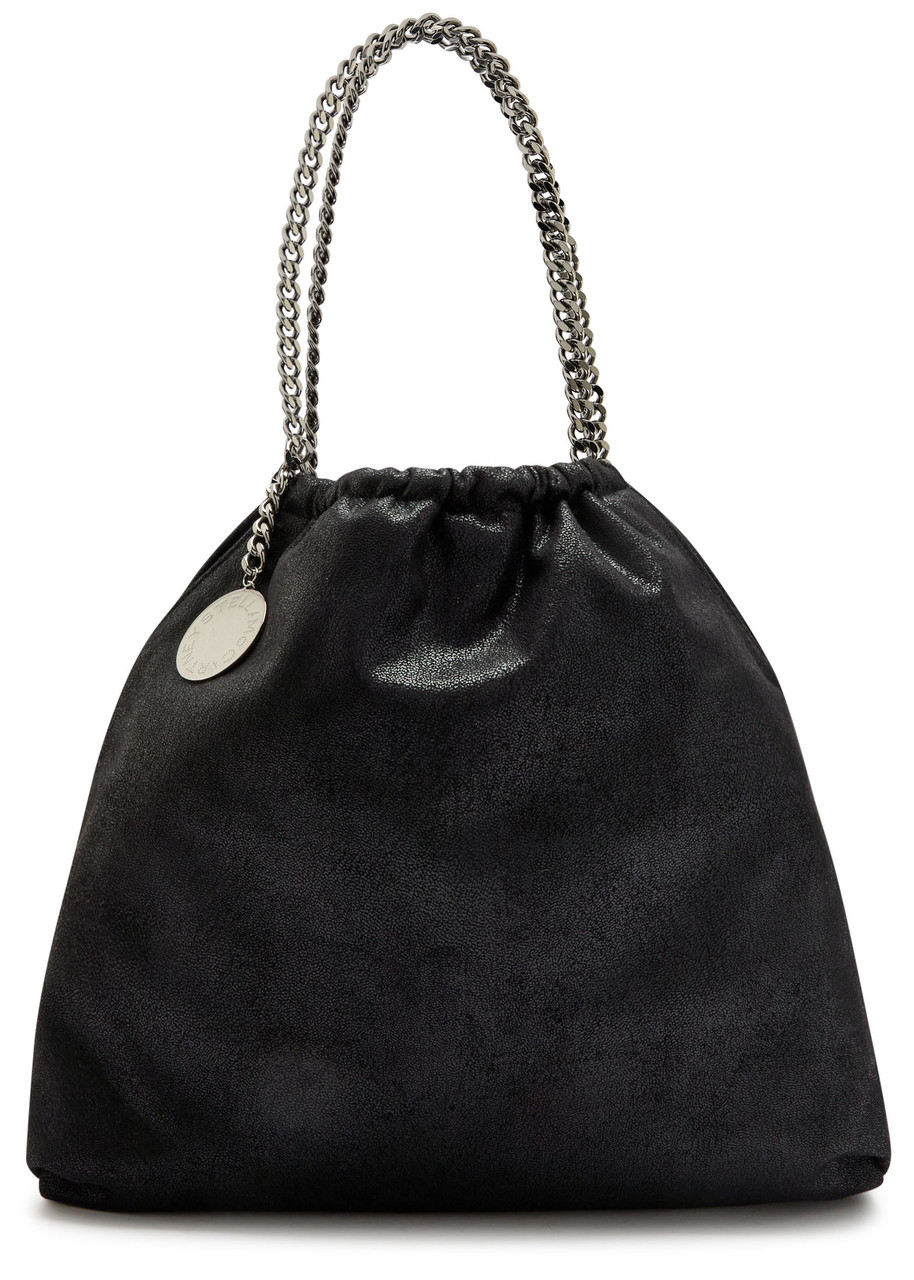 Stella Mccartney Falabella Drawstring Faux Suede Tote In Black