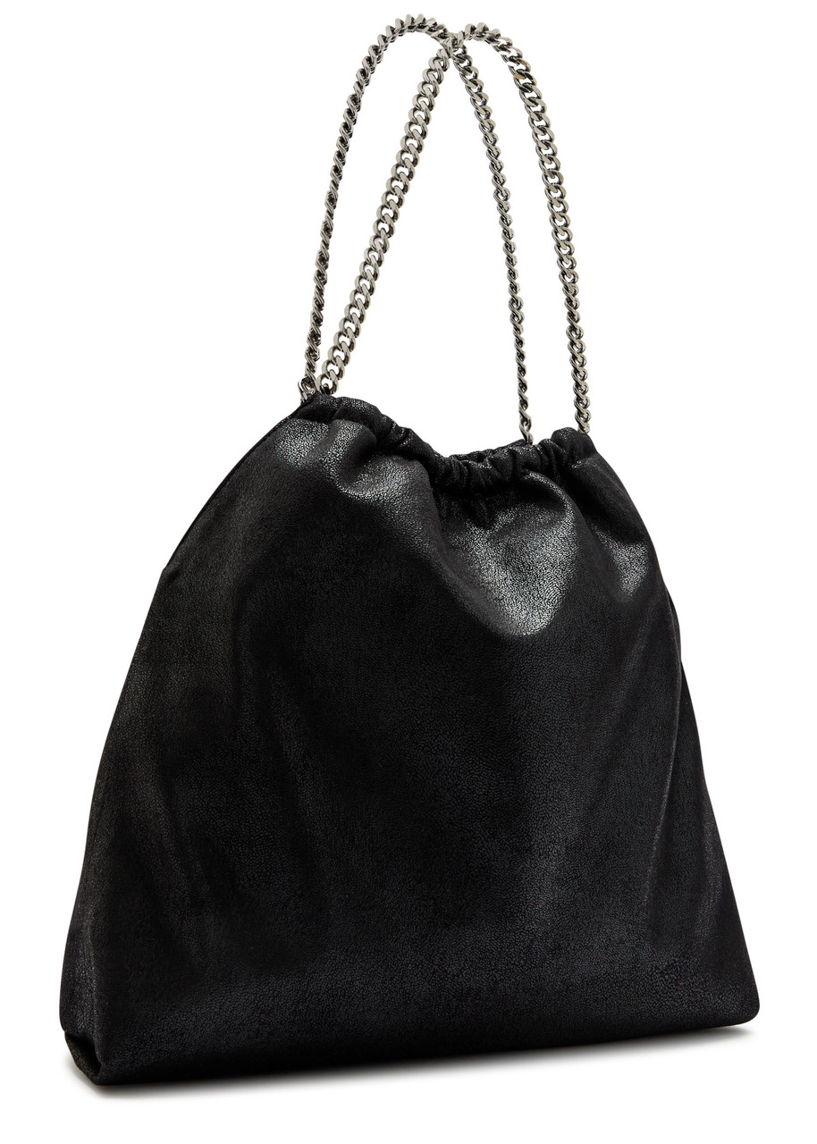 Stella Mccartney Falabella Drawstring Faux Suede Tote In Black