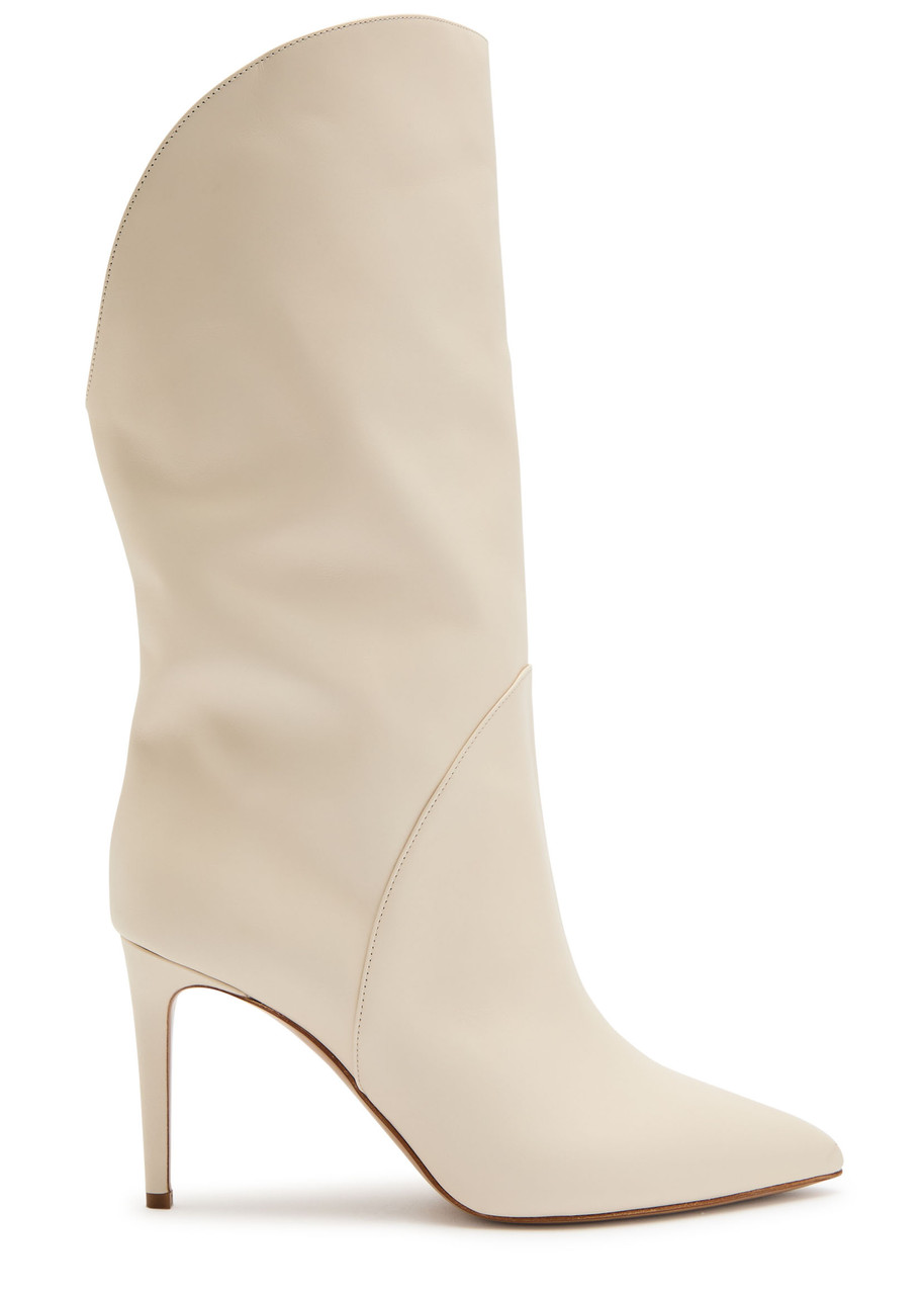 Paris Texas Gaia 85 Leather Mid-calf Boots In White