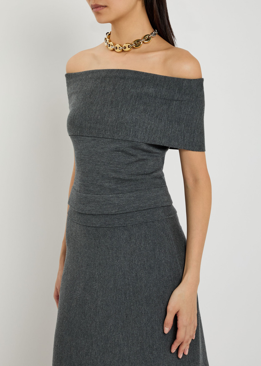 Simkhai Callahan Off-the-shoulder Wool Top In Gray