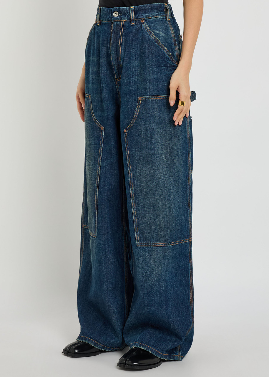 Maison Margiela Panelled Wide-leg Jeans In Blue