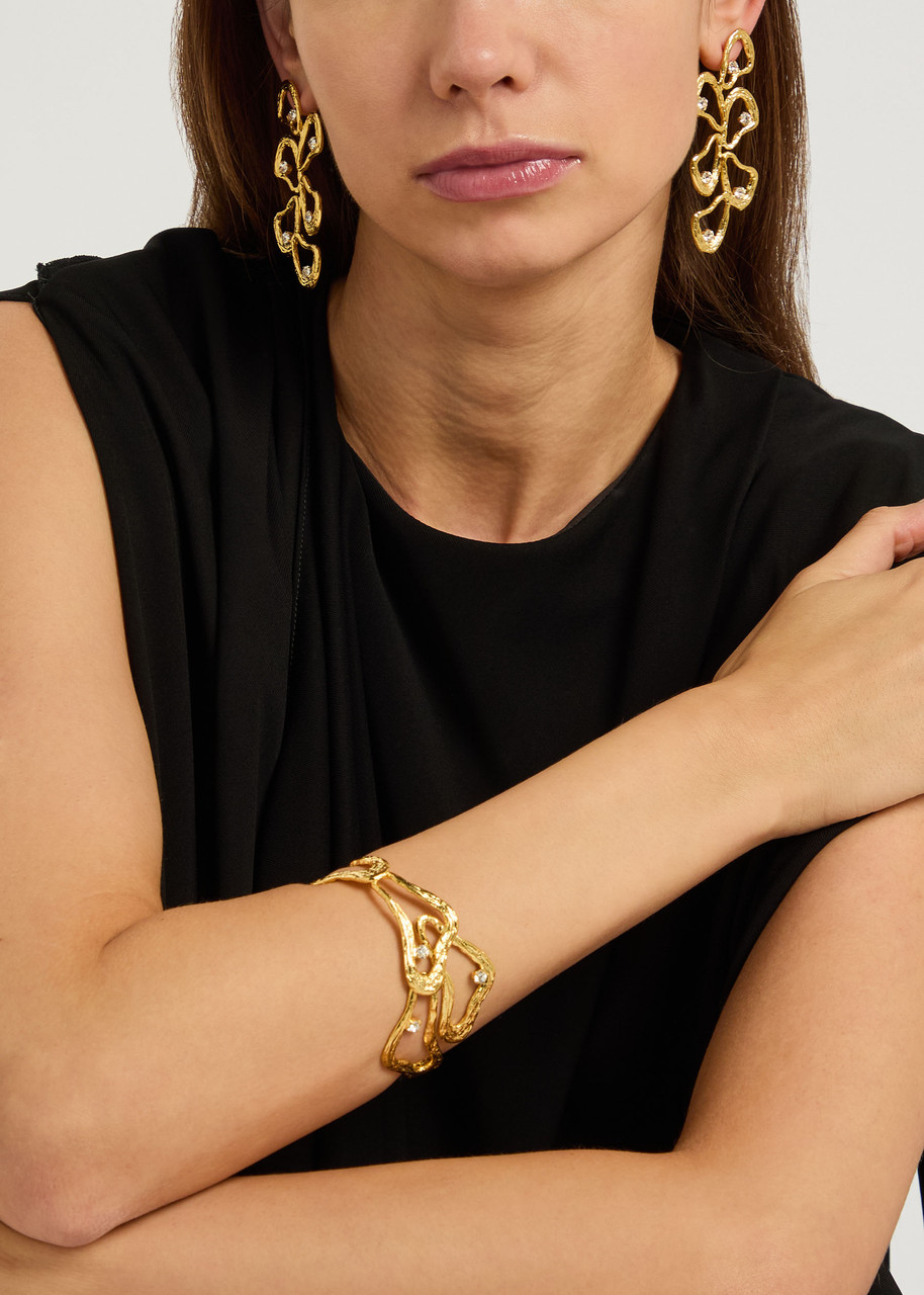 Lynyer Celestial Explosions 24kt Gold-plated Drop Earrings In Gold