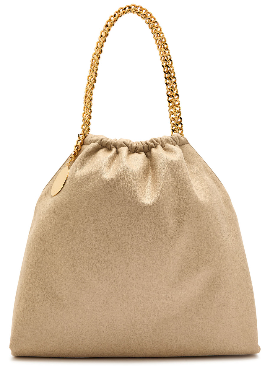 Stella Mccartney Falabella Drawstring Faux Suede Tote In Neutral