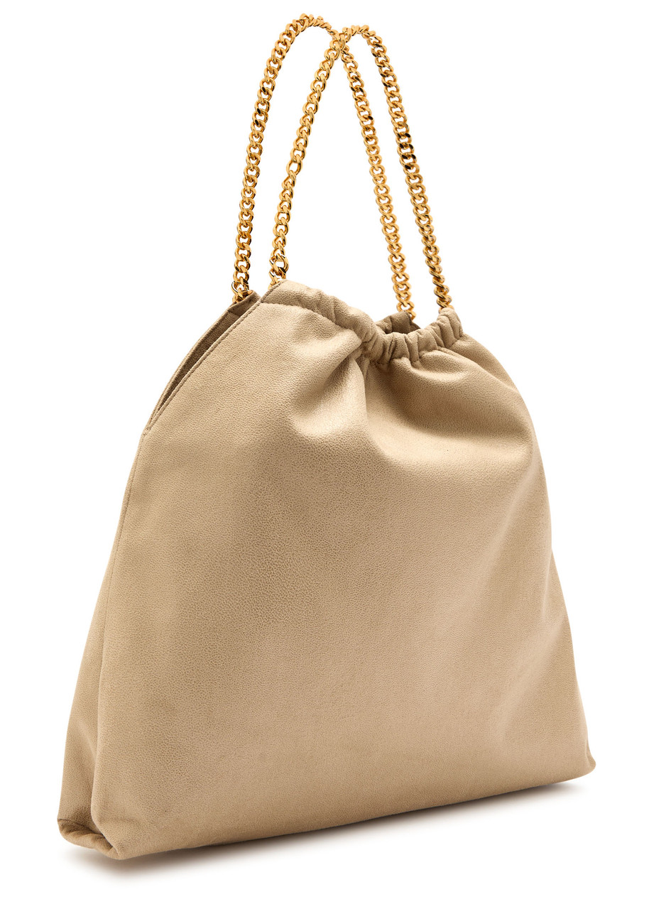 Stella Mccartney Falabella Drawstring Faux Suede Tote In Neutral