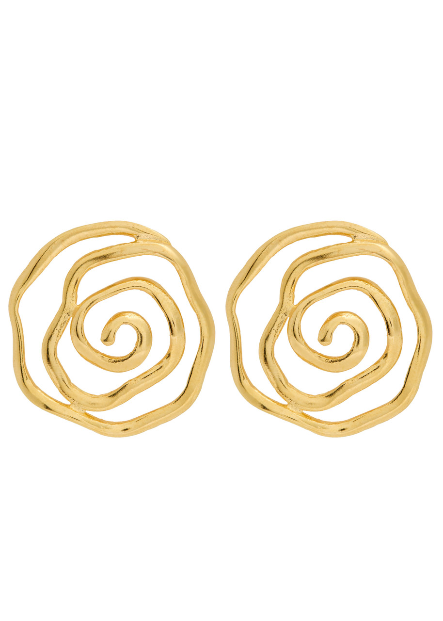 Lynyer Floral Vortex 24kt Gold-plated Drop Earrings In Gold