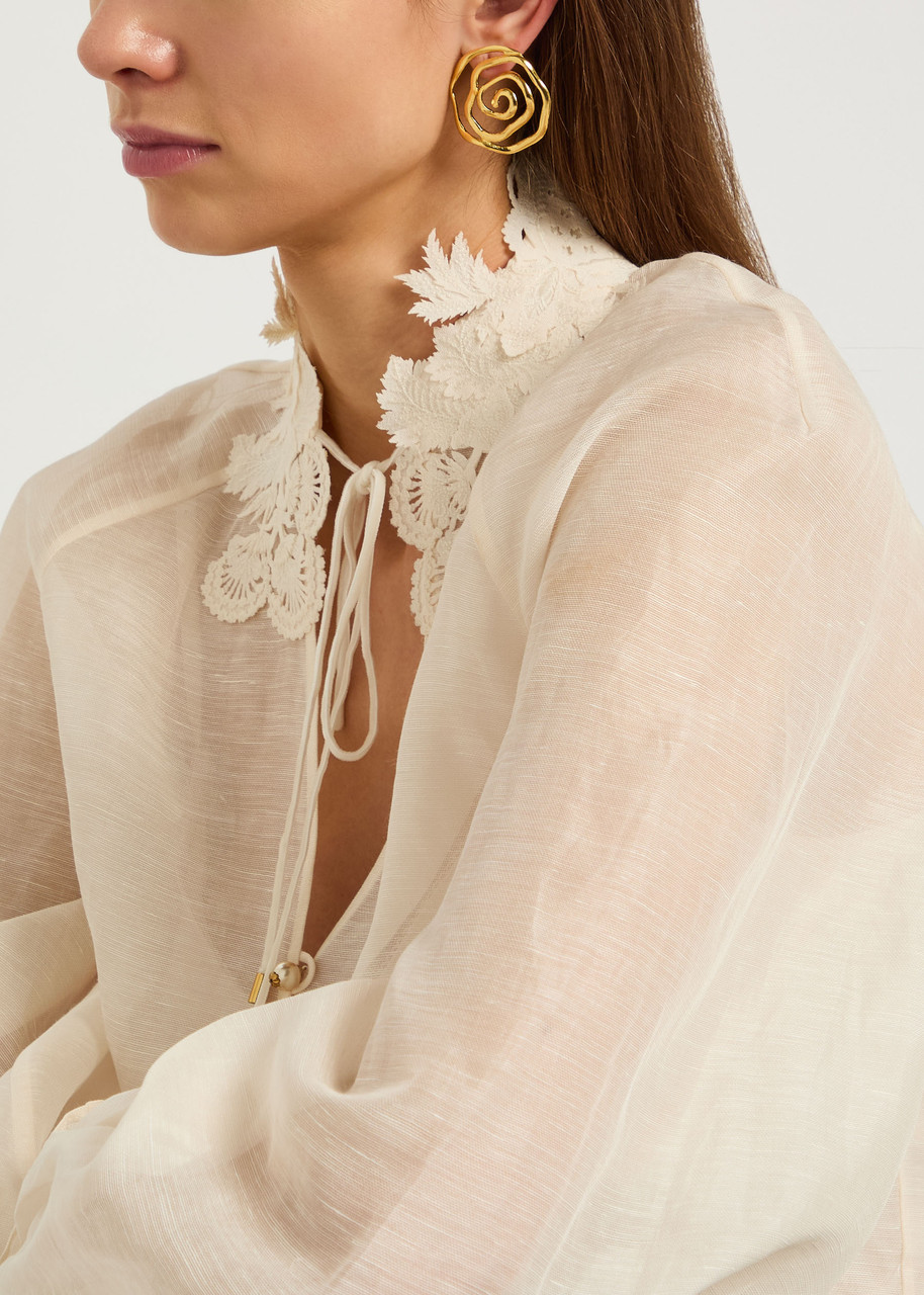 Lynyer Floral Vortex 24kt Gold-plated Drop Earrings In Gold