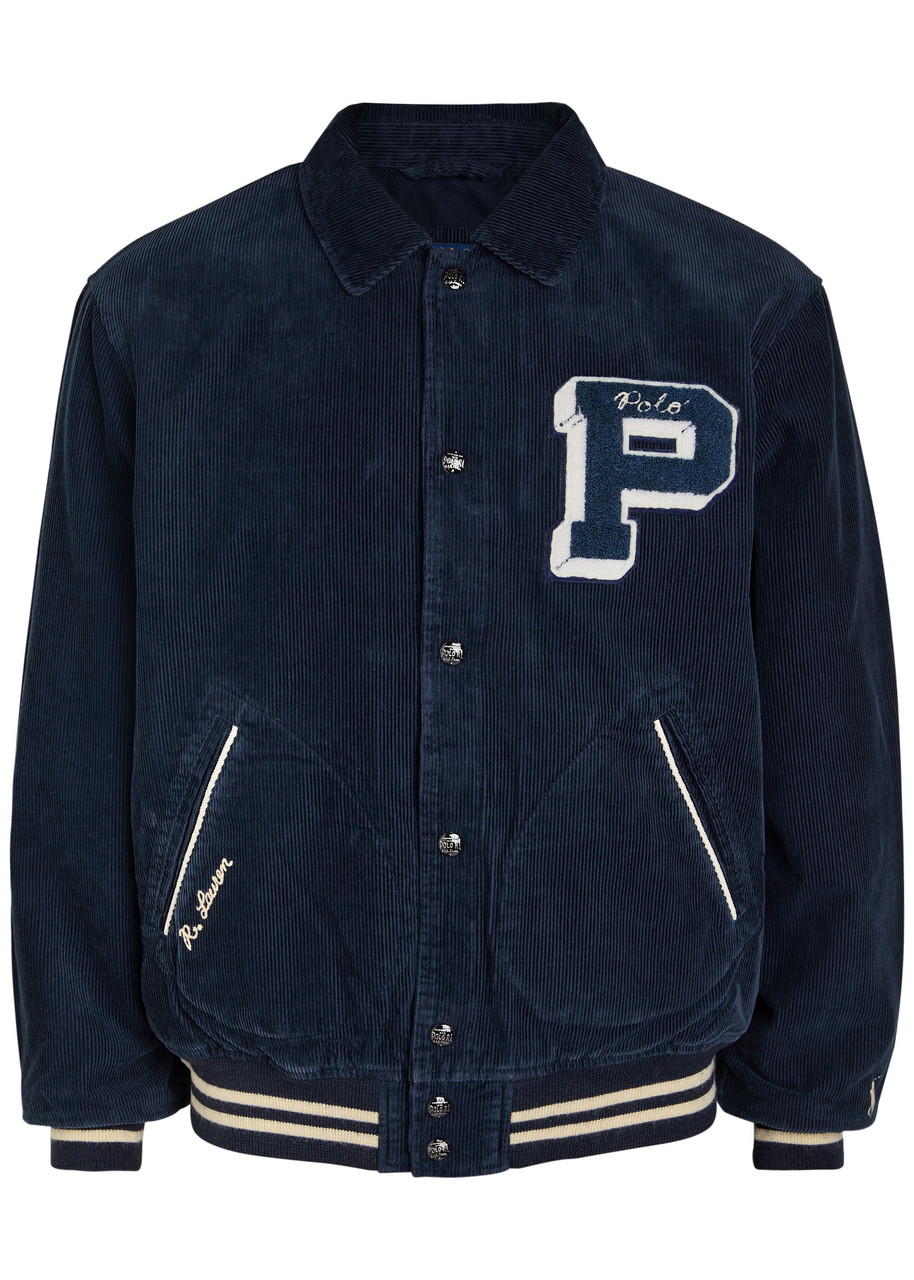Polo Ralph Lauren Designer-appliquéd Corduroy Bomber Jacket - Navy - L