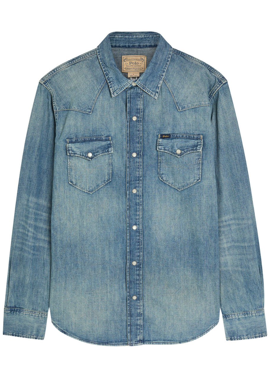Polo Ralph Lauren Faded Denim Shirt In Blue